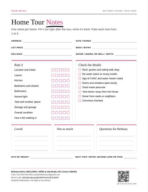 Home Tour Notes cover
