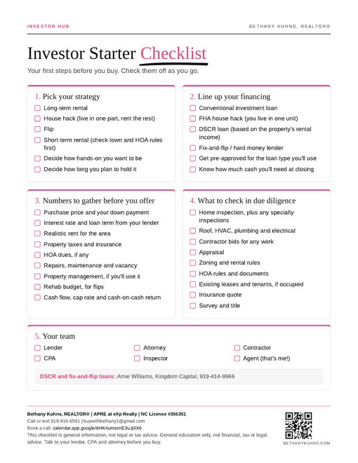 Investor Starter Checklist cover