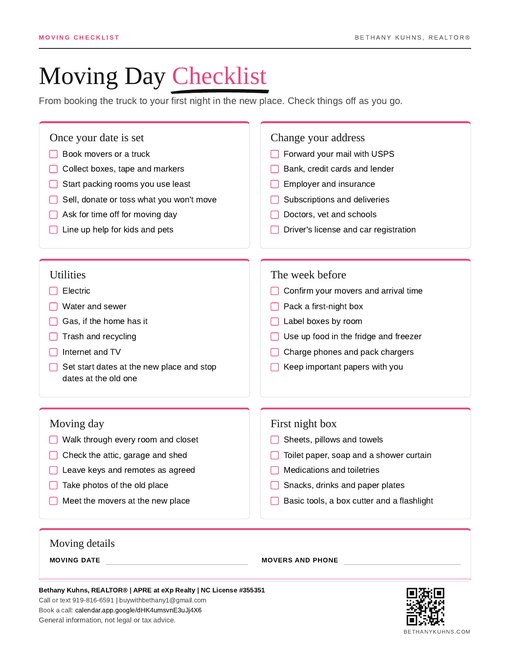 Moving Day Checklist cover