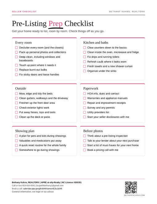 Pre-Listing Prep Checklist cover
